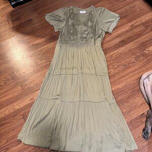 A+ by Anthropologie satiny Somerset maxi, light olive green - 1X